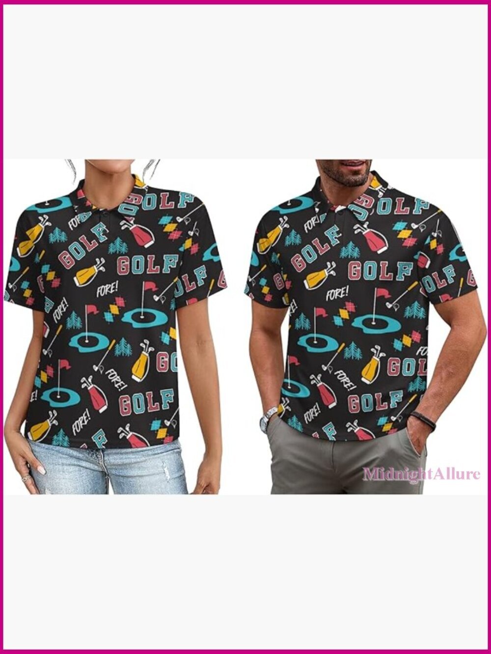Matching Golf Polos for Couples, Moisture-Wicking Unisex Active Shirt His & Hers